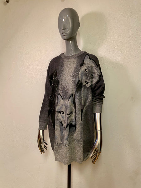 Vintage Krizia Fox Sweater Dress, M