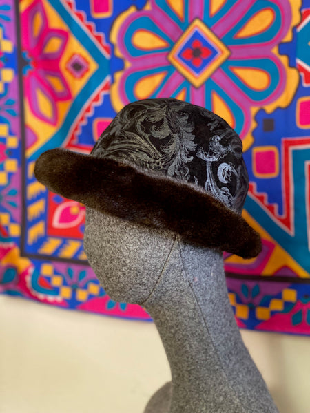 Vintage Leather & Mink Trim Hat, S