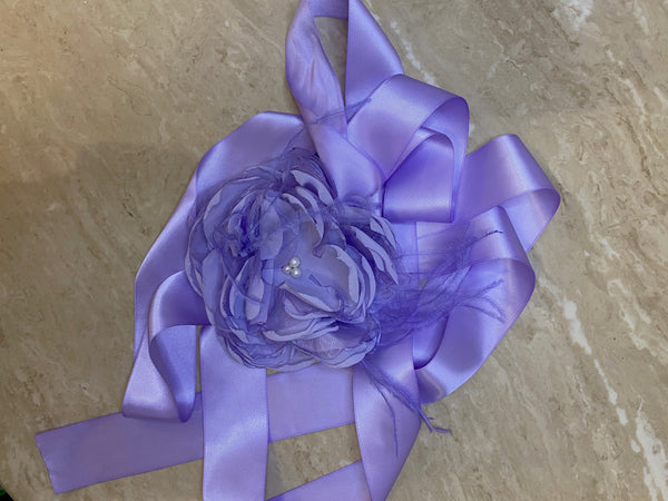 Lilac Satin Flower Belt, O/S
