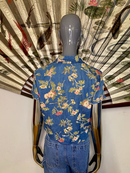 Liz Claiborne Chambray Print Shirt, S