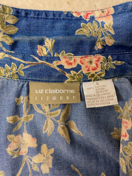 Liz Claiborne Chambray Print Shirt, S