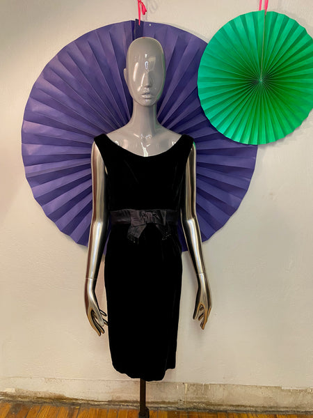 1960s Velvet Wiggle Dress, XS