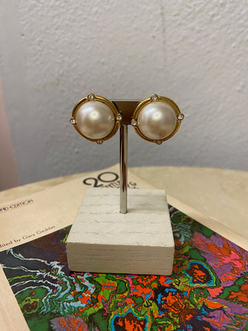 Pearl & Rhinestone Clip-on Earrings