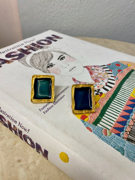 Vendome Gold & Green Clip-on Earrings