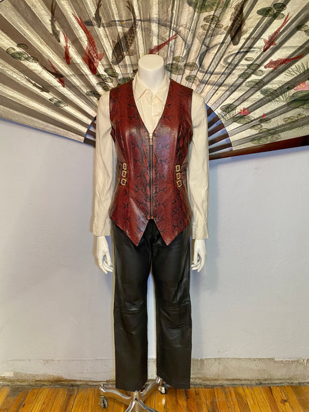 Alan Cherry Leather Vest, L