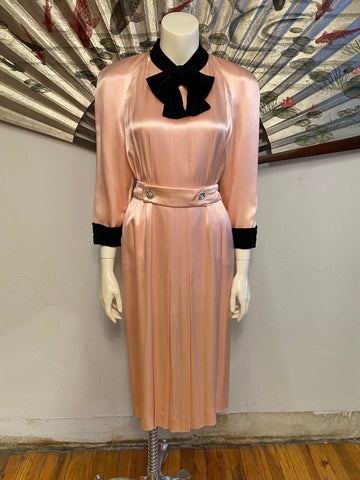 Pink Dress w/ Velvet Trim, M