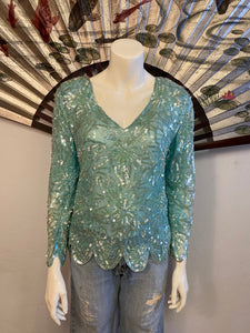 Aqua Sequin Top, S