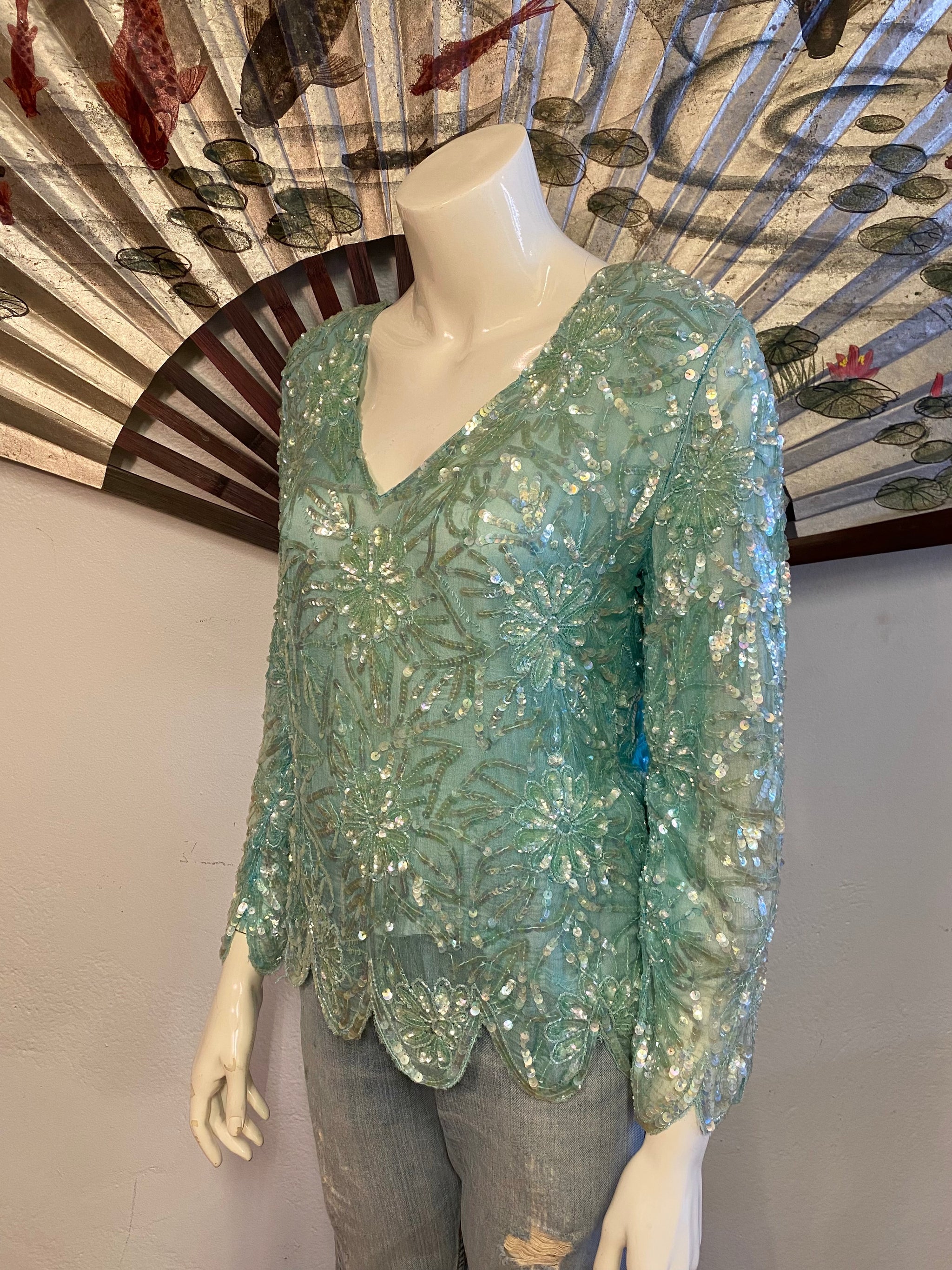 Aqua sequin top online