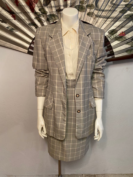 Glen Check Skirt Suit, S