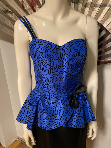 Blue Peplum Cocktail Dress, m