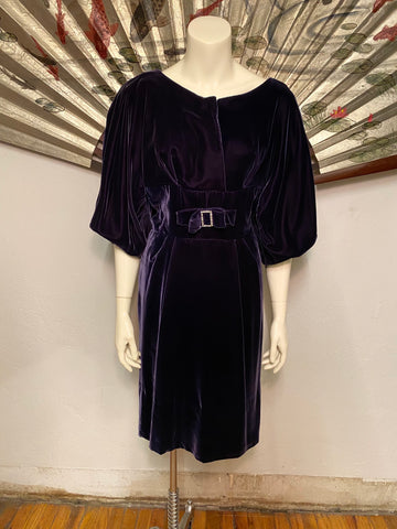 Purple Silk Velvet Dress, M / L