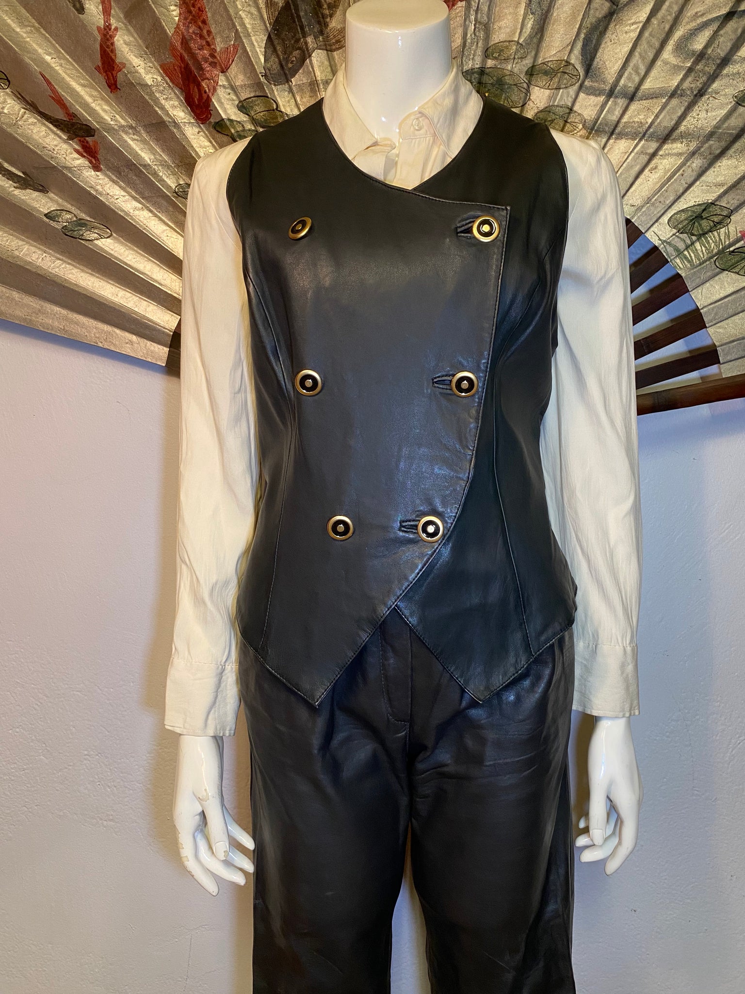 Asymmetric Leather Vest, L