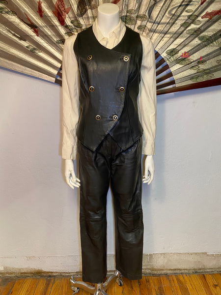 Asymmetric Leather Vest, L