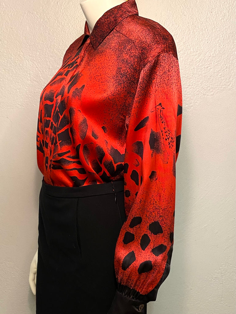 Escada black deals silk blouse