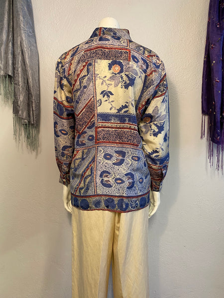 Silk Print Shirt, S