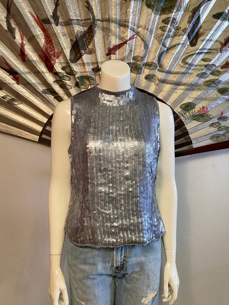 Silver Sequin Top, L / XL