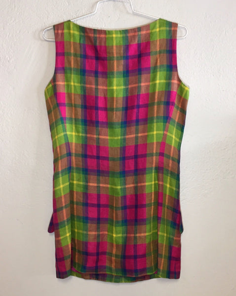 Plaid Linen Vest, S