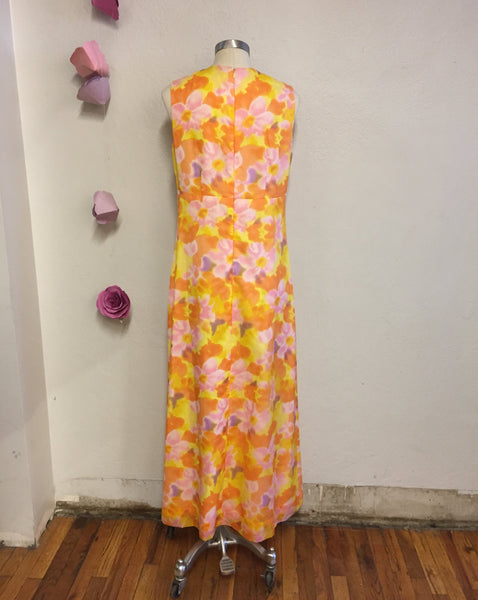 Sleeveless Floral Maxi Dress, L / XL