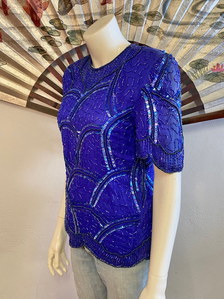 Royal blue cheap sequin top