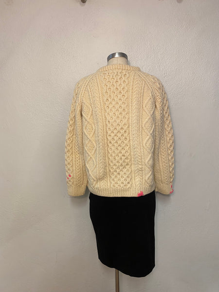 Hand Knit Aran Sweater, XS / S