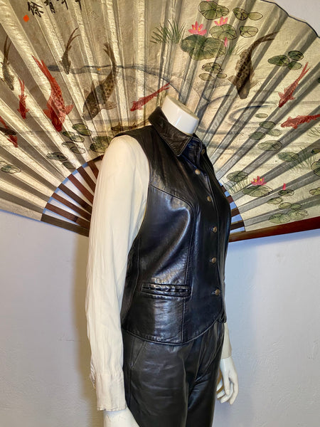 Criss Cross Back Leather Vest, L