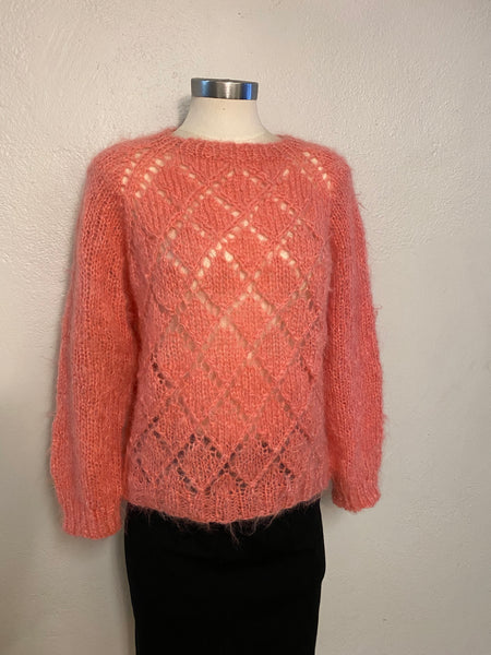 Hand Knit Pink Mohair Sweater, M