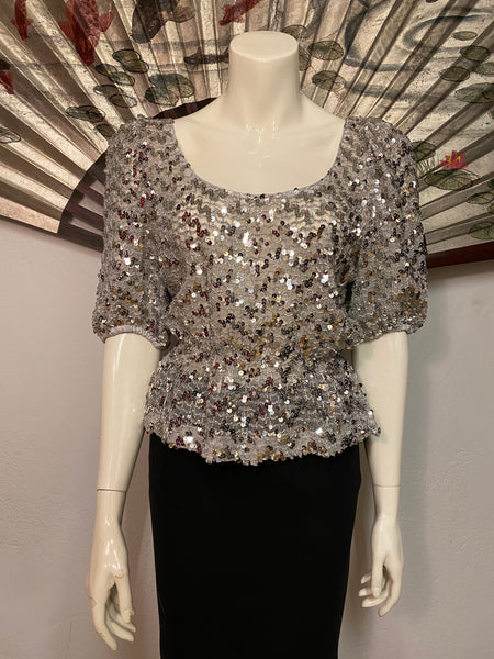 Silver Sequin Top, S / M