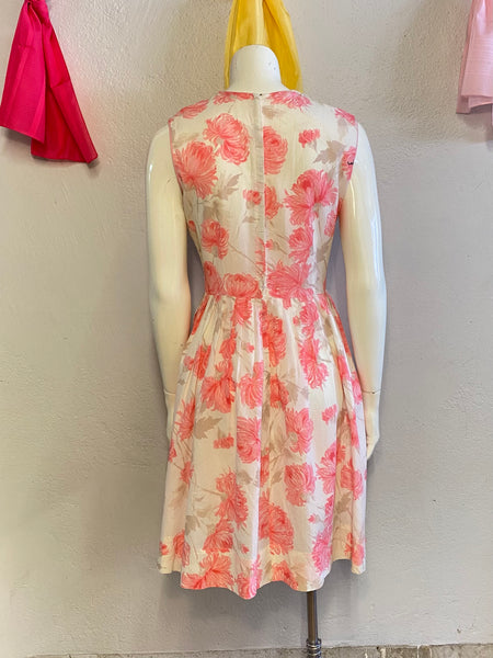 1950's Pink Floral Dress, S / M