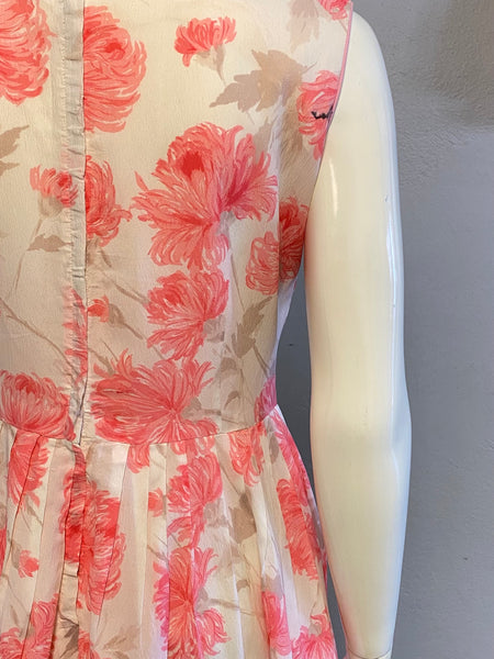 1950's Pink Floral Dress, S / M