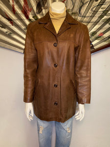 Leather Car Coat, L / XL