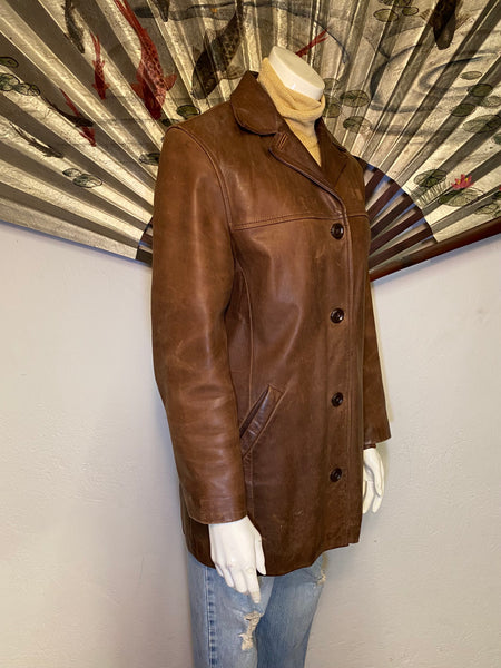 Leather Car Coat, L / XL
