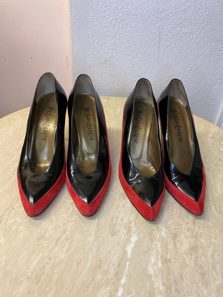 Yves Saint Laurent Red & Black Heels, 7.5N / 7.5M
